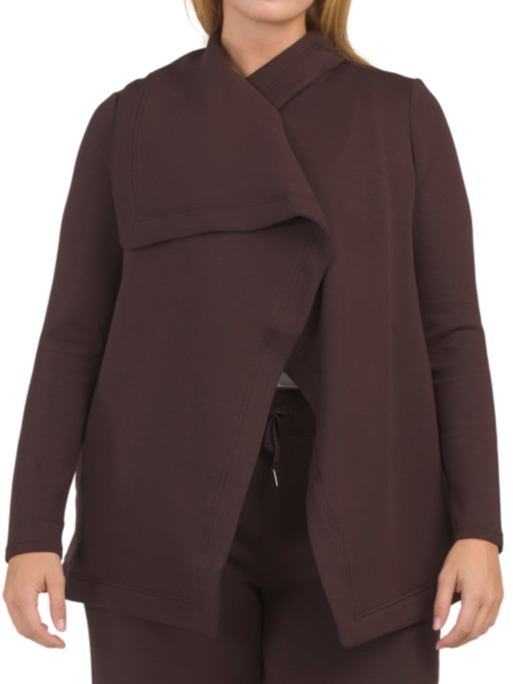 Spanx Women's Open Front Draped Sweater Jacket - Brown